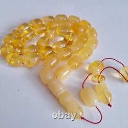 Natural Baltic Amber Islamic Prayer Beads Misbaha Tasbih Rosary 80g