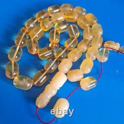 Natural Baltic Amber Islamic Prayer Beads Misbaha Tasbih Rosary 80g