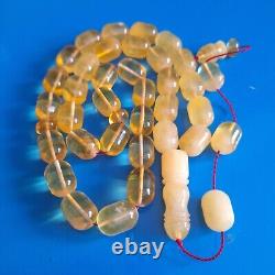 Natural Baltic Amber Islamic Prayer Beads Misbaha Tasbih Rosary 80g