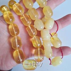 Natural Baltic Amber Islamic Prayer Beads Misbaha Tasbih Rosary 80g