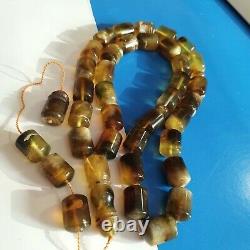 Natural Baltic Amber Islamic Prayer Beads Misbaha Tasbih Rosary 83g Pressed