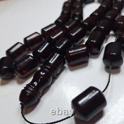 Natural Baltic Amber Islamic Prayer Beads Misbaha Tasbih Rosary 84g Pressed