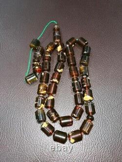 Natural Baltic Amber Islamic Prayer Beads Misbaha Tasbih Rosary 86.03 g Pressed