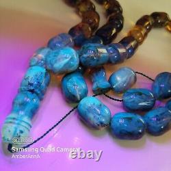 Natural Baltic Amber Islamic Prayer Beads Misbaha Tasbih Rosary 88g 33 Beads