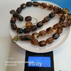 Natural Baltic Amber Islamic Prayer Beads Misbaha Tasbih Rosary 88g 33 Beads