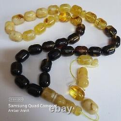 Natural Baltic Amber Islamic Prayer Beads Misbaha Tasbih Rosary 88g combined
