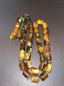 Natural Baltic Amber Islamic Prayer Beads Misbaha Tasbih Rosary 89.85 g Pressed