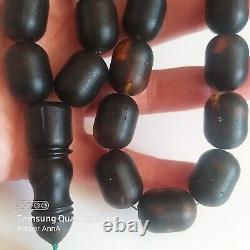 Natural Baltic Amber Islamic Prayer Beads Misbaha Tasbih Rosary 89g 33 beads