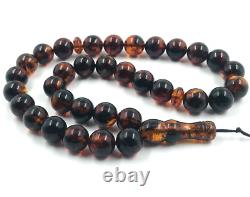 Natural Baltic Amber Islamic Prayer Muslim Tasbih Rosary 33 Beads pressed