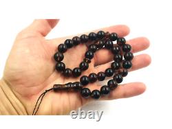 Natural Baltic Amber Islamic Prayer Muslim Tasbih Rosary 33 Beads pressed