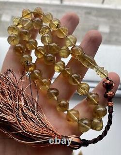Natural Baltic Amber Islamic Prayer Rosary 30g. Pumpkin 33 Beads Tesbih Misbaha
