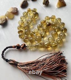 Natural Baltic Amber Islamic Prayer Rosary 30g. Pumpkin 33 Beads Tesbih Misbaha