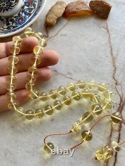 Natural Baltic Amber Islamic Prayer Rosary 32.6g. Pumpkin Beads Tesbih Misbaha