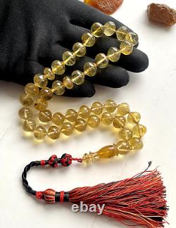 Natural Baltic Amber Islamic Prayer Rosary 35g. Pumpkin 39 Beads Tesbih Misbaha