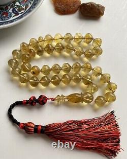 Natural Baltic Amber Islamic Prayer Rosary 35g. Pumpkin 39 Beads Tesbih Misbaha