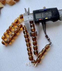 Natural Baltic Amber Islamic Prayer Rosary 42g. Barrel 33 Beads Tesbih Misbaha