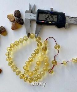 Natural Baltic Amber Islamic Prayer Rosary 43g. Pumpkin 33 Beads Tesbih Misbaha