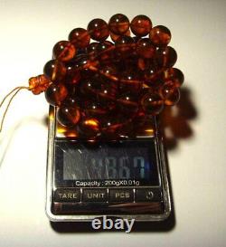 Natural Baltic Amber Islamic Prayer Rosary 45 Bead Tesbih Misbah pressed 48gr