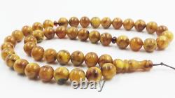 Natural Baltic Amber Islamic Prayer Rosary 45 Beads Misbah Tesbih pressed