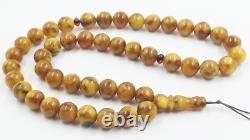 Natural Baltic Amber Islamic Prayer Rosary 45 Beads Misbah Tesbih pressed