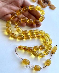 Natural Baltic Amber Islamic Prayer Rosary 78g. Barrel 33 Beads Egg Yolk Tesbih
