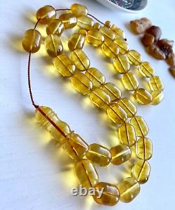 Natural Baltic Amber Islamic Prayer Rosary 78g. Barrel 33 Beads Egg Yolk Tesbih