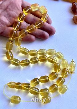 Natural Baltic Amber Islamic Prayer Rosary 78g. Barrel 33 Beads Tesbih Misbaha