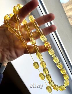 Natural Baltic Amber Islamic Prayer Rosary 78g. Barrel 33 Beads Tesbih Misbaha
