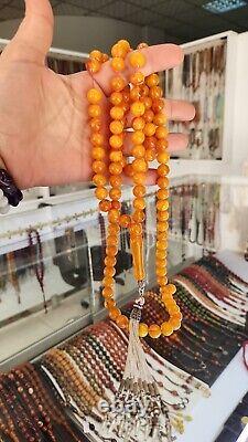 Natural Baltic Amber Islamic Prayer Rosary. 99 Beads. 10x10 mm. Tasbih, Misbaha
