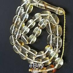 Natural Baltic Amber Islamic Prayer Rosary Barrel Beads 19g with inclusions