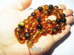 Natural Baltic Amber Islamic Prayer Rosary Beads Misbah Tasbih pressed