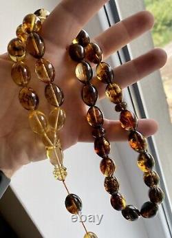 Natural Baltic Amber Islamic Prayer Rosary Big 72g 33 Olive Beads Tesbih Misbaha