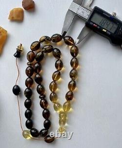 Natural Baltic Amber Islamic Prayer Rosary Big 72g 33 Olive Beads Tesbih Misbaha