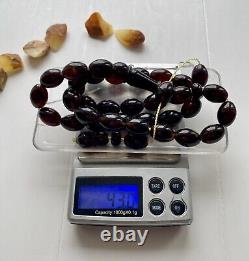 Natural Baltic Amber Islamic Prayer Rosary Cherry 43g. 33 Beads Misbaha Tesbih