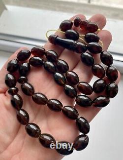 Natural Baltic Amber Islamic Prayer Rosary Cherry 43g. 33 Beads Misbaha Tesbih