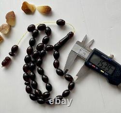 Natural Baltic Amber Islamic Prayer Rosary Cherry 43g. 33 Beads Misbaha Tesbih