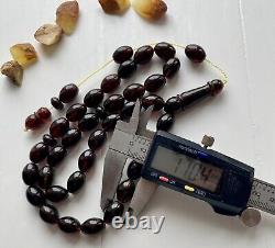 Natural Baltic Amber Islamic Prayer Rosary Cherry 43g. 33 Beads Misbaha Tesbih