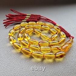 Natural Baltic Amber Islamic prayer beads 33 olive beads 14x9mm 27gr #00210