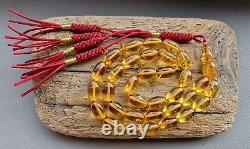 Natural Baltic Amber Islamic prayer beads 33 olive beads 14x9mm 27gr #00210