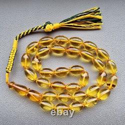 Natural Baltic Amber Islamic prayer beads 33 olive beads 16×10mm 34,4gr No. 215