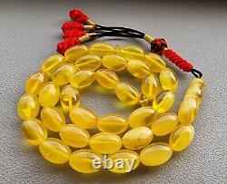 Natural Baltic Amber Islamic prayer beads 33 olive beads 16x11mm 44,2gr No. 201