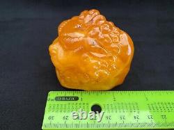 Natural Baltic Amber LION HEAD Figurine 97gr. Hand Carved Butterscotch
