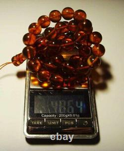 Natural Baltic Amber Muslim rosary Islamic Prayer 33 Bead Misbaha Tasbih pressed