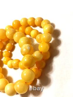 Natural Baltic Amber Necklace 0paque yellow color round beads 50cm