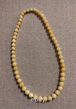 Natural Baltic Amber Necklace 0paque yellow color round beads 50cm