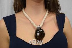 Natural Baltic Amber Necklace Big 50g Pendant Genuine Pure Dark Color Herat Shap