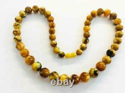 Natural Baltic Amber Necklace Butterscotch Amber Round Amber Beads 36gr pressed