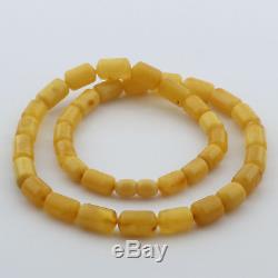 Natural Baltic Amber Necklace Cylinder Beads up to 13mm. 50cm. 25gr NPR51