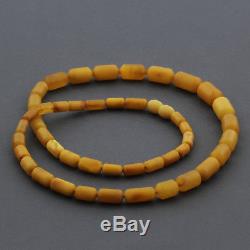 Natural Baltic Amber Necklace Cylinder Beads up to 14mm. 57cm. 20gr NPR66