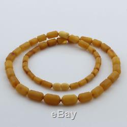Natural Baltic Amber Necklace Cylinder Beads up to 14mm. 57cm. 20gr NPR66